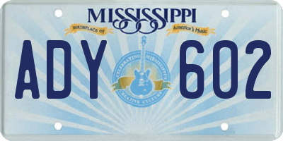 MS license plate ADY602