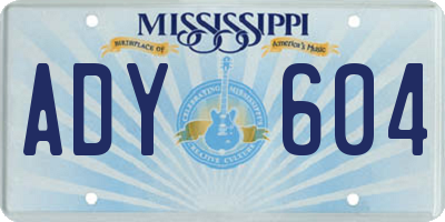 MS license plate ADY604
