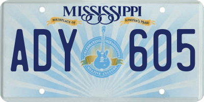 MS license plate ADY605