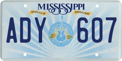 MS license plate ADY607