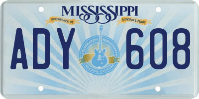 MS license plate ADY608