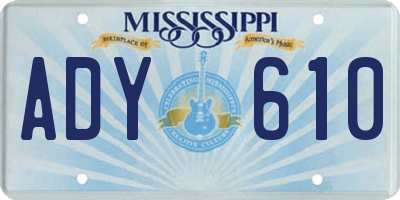 MS license plate ADY610