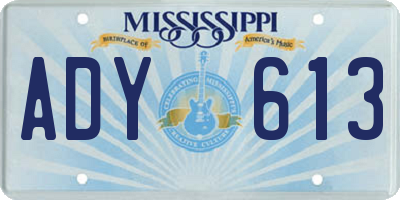 MS license plate ADY613