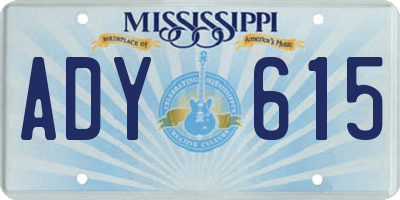 MS license plate ADY615