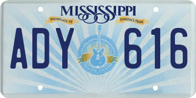 MS license plate ADY616