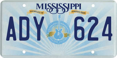 MS license plate ADY624