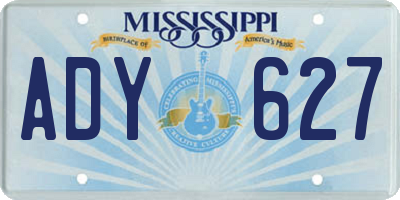 MS license plate ADY627
