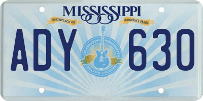 MS license plate ADY630