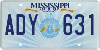 MS license plate ADY631