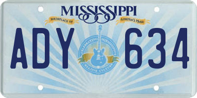 MS license plate ADY634