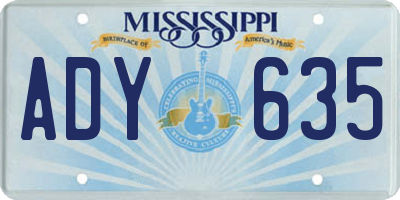 MS license plate ADY635