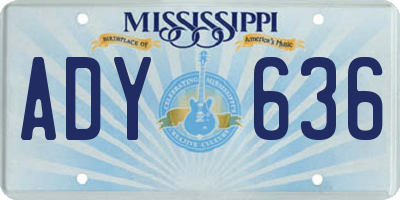 MS license plate ADY636