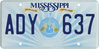 MS license plate ADY637