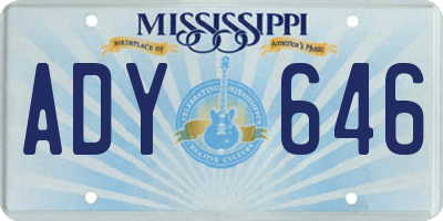 MS license plate ADY646