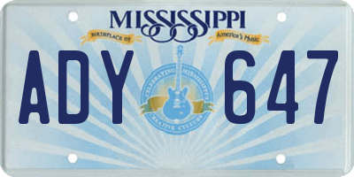 MS license plate ADY647