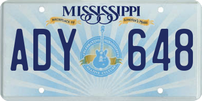 MS license plate ADY648