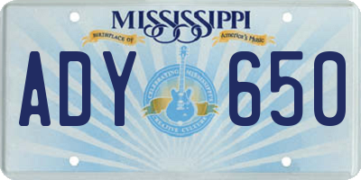 MS license plate ADY650