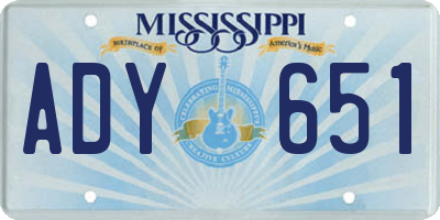MS license plate ADY651