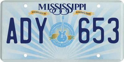 MS license plate ADY653