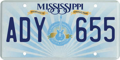 MS license plate ADY655