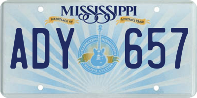 MS license plate ADY657