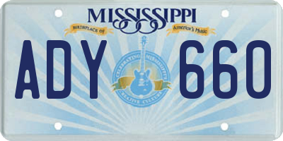 MS license plate ADY660
