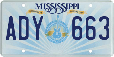 MS license plate ADY663