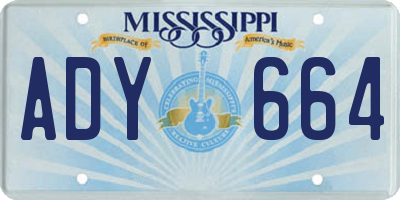 MS license plate ADY664