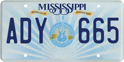 MS license plate ADY665