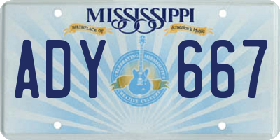 MS license plate ADY667