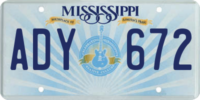 MS license plate ADY672