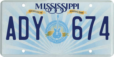 MS license plate ADY674