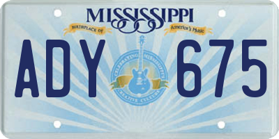 MS license plate ADY675