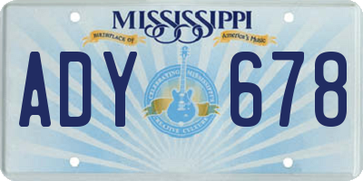 MS license plate ADY678