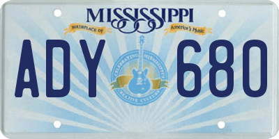 MS license plate ADY680