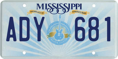 MS license plate ADY681