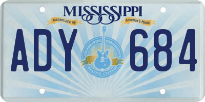 MS license plate ADY684