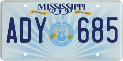 MS license plate ADY685