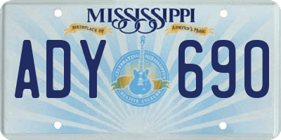 MS license plate ADY690