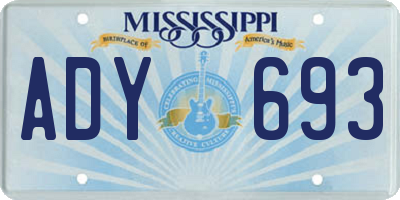 MS license plate ADY693