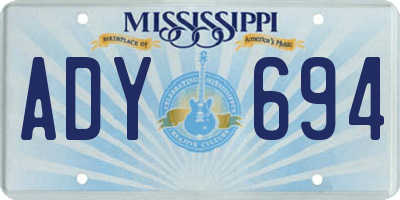 MS license plate ADY694
