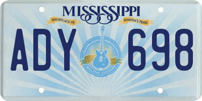 MS license plate ADY698