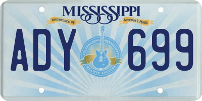 MS license plate ADY699