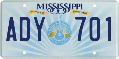 MS license plate ADY701