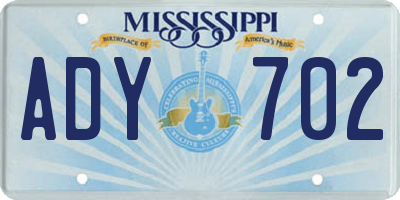 MS license plate ADY702