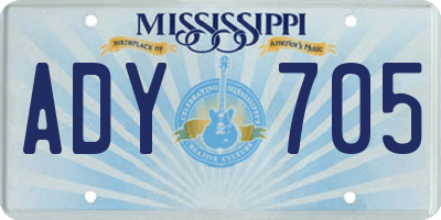 MS license plate ADY705