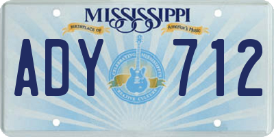 MS license plate ADY712