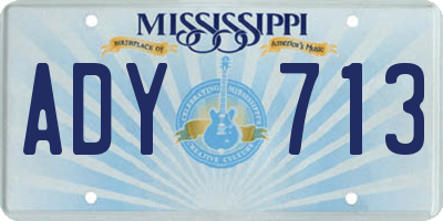 MS license plate ADY713