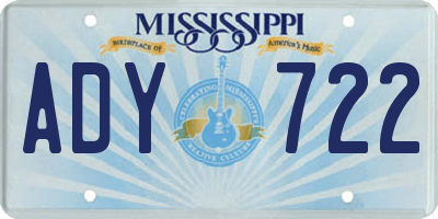 MS license plate ADY722