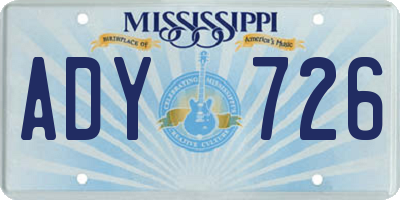 MS license plate ADY726